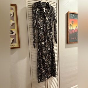 Madewell Floral Long Sleeve Polo Midi Dress